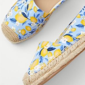 Ann Taylor size 9.5 (run a little big) espadrilles, blue with lemon design.